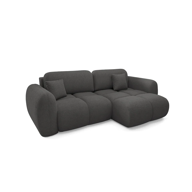 Canapé d'angle réversible convertible 3 places avec coffre Livio Gris foncé