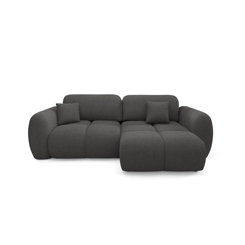 Canapé d'angle réversible convertible 3 places avec coffre Livio Gris foncé