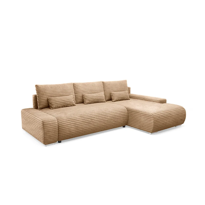 Canapé d'angle droit convertible 3 places avec coffre Ivana Beige