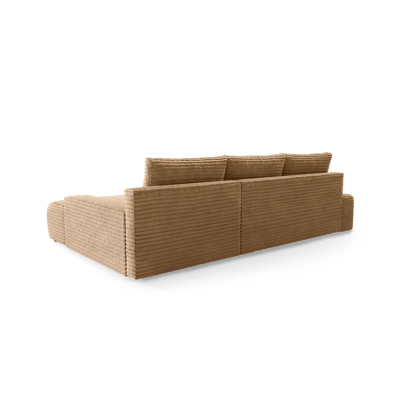 Canapé d'angle droit convertible 3 places avec coffre Ivana Beige