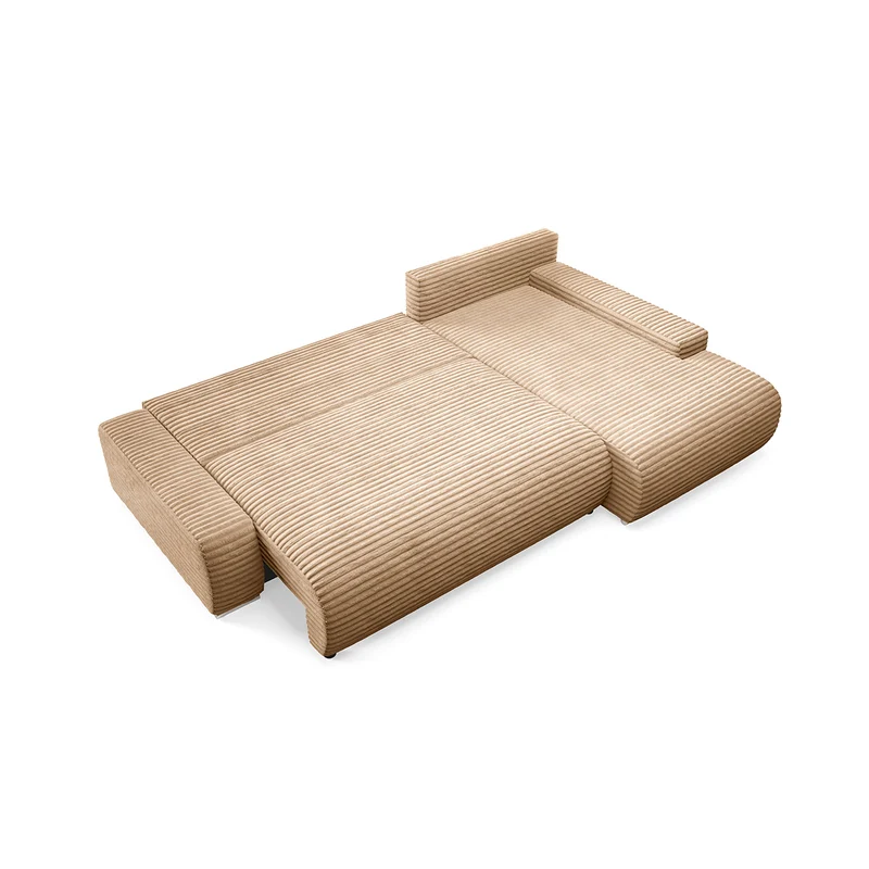 Canapé d'angle droit convertible 3 places avec coffre Ivana Beige