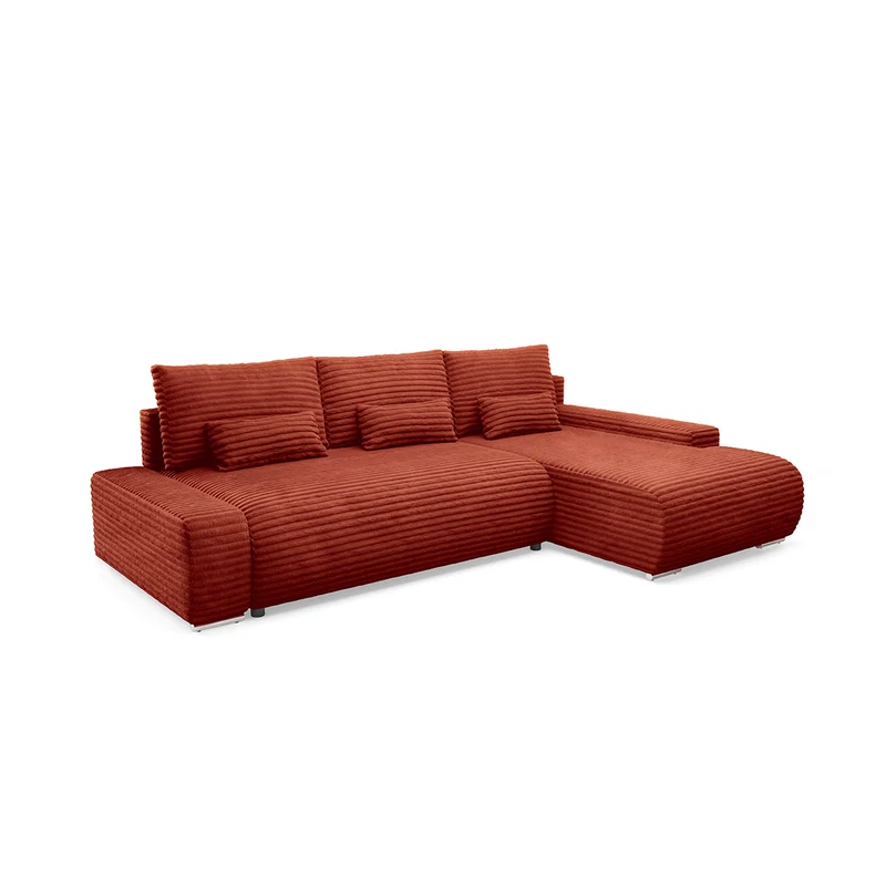 Canapé d'angle droit convertible 3 places avec coffre Ivana Terracotta