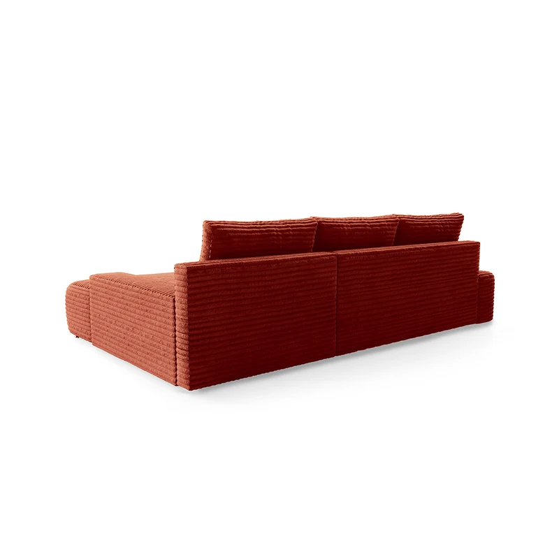 Canapé d'angle droit convertible 3 places avec coffre Ivana Terracotta