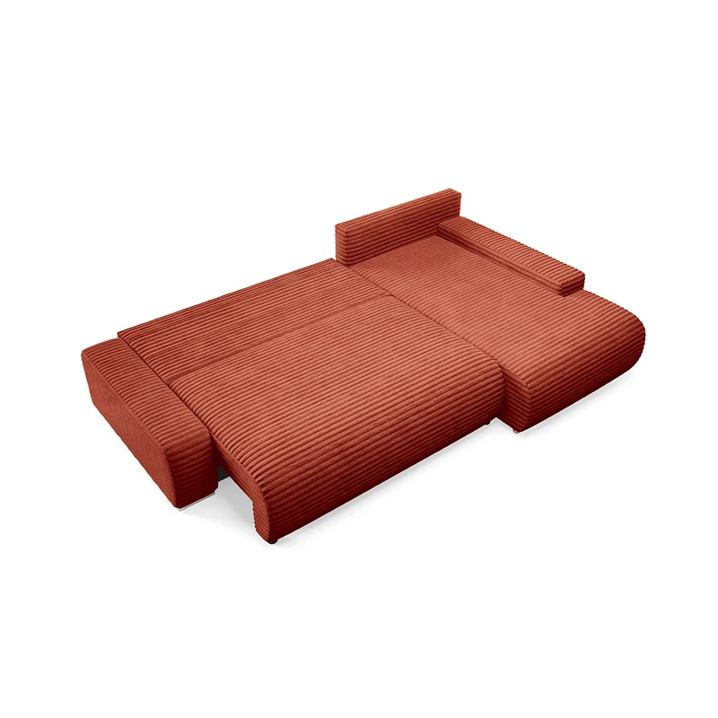 Canapé d'angle droit convertible 3 places avec coffre Ivana Terracotta