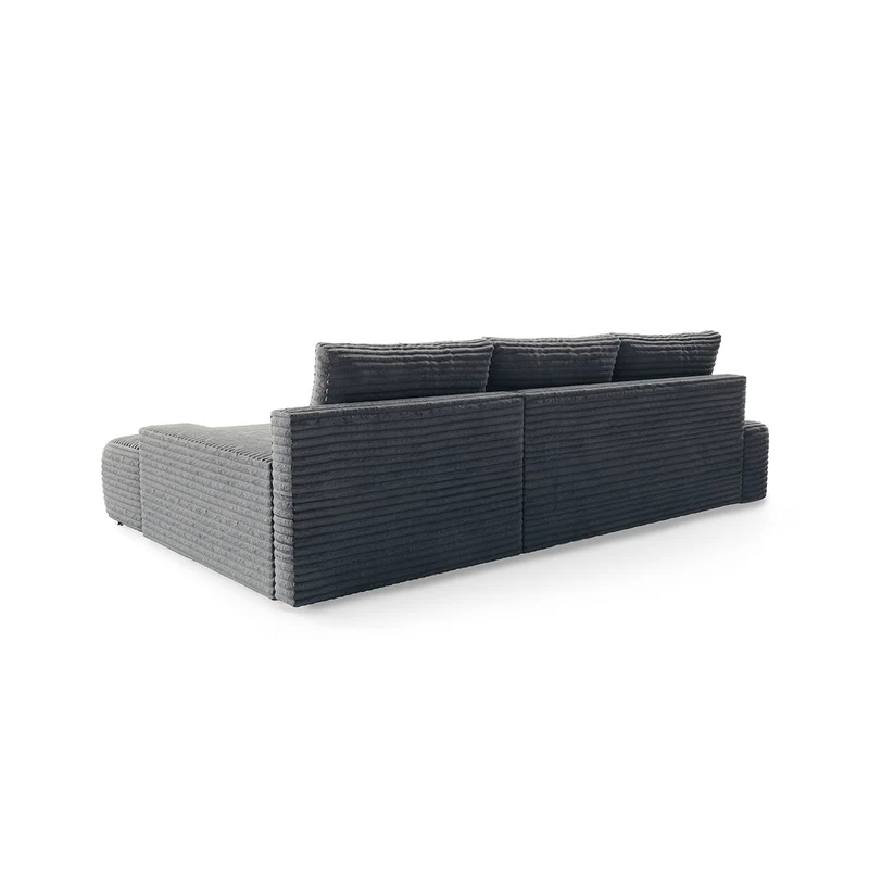 Canapé d'angle droit convertible 3 places avec coffre Ivana Gris foncé