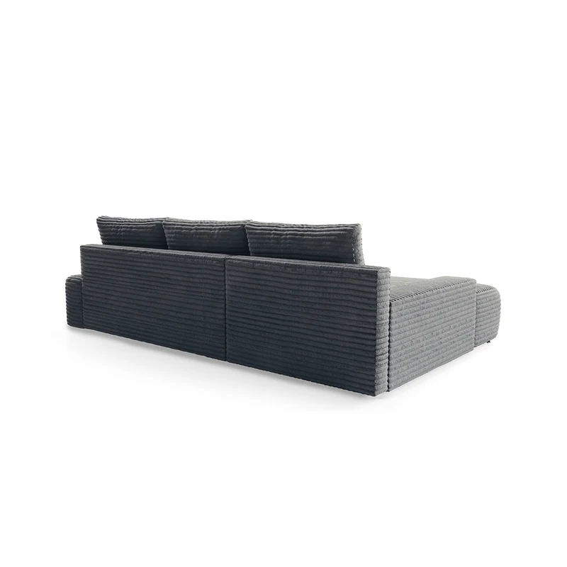 Canapé d'angle gauche convertible 3 places avec coffre Ivana Gris foncé