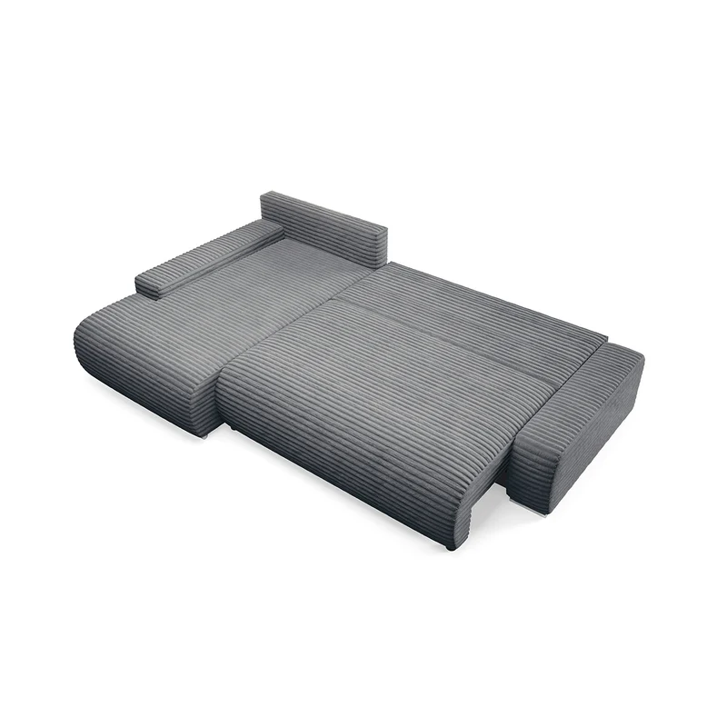Canapé d'angle gauche convertible 3 places avec coffre Ivana Gris foncé