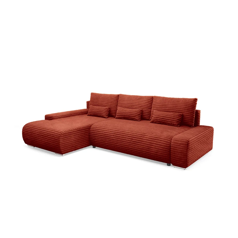 Canapé d'angle gauche convertible 3 places avec coffre Ivana Terracotta