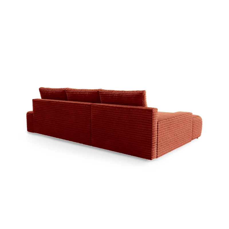 Canapé d'angle gauche convertible 3 places avec coffre Ivana Terracotta