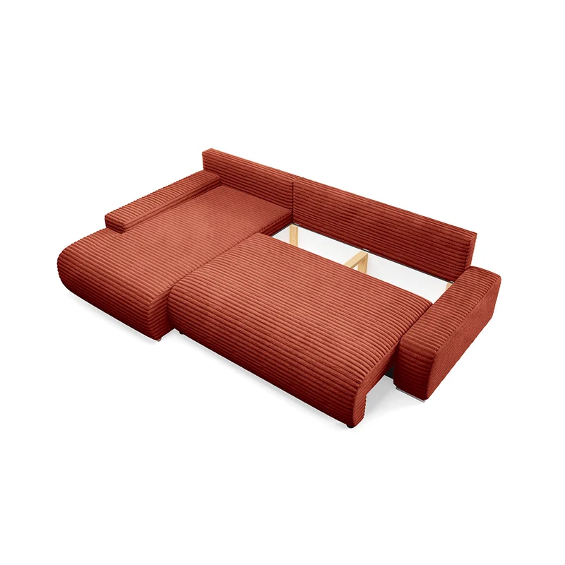 Canapé d'angle gauche convertible 3 places avec coffre Ivana Terracotta
