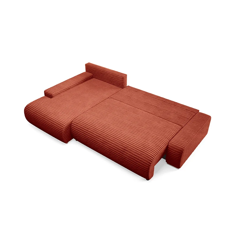 Canapé d'angle gauche convertible 3 places avec coffre Ivana Terracotta