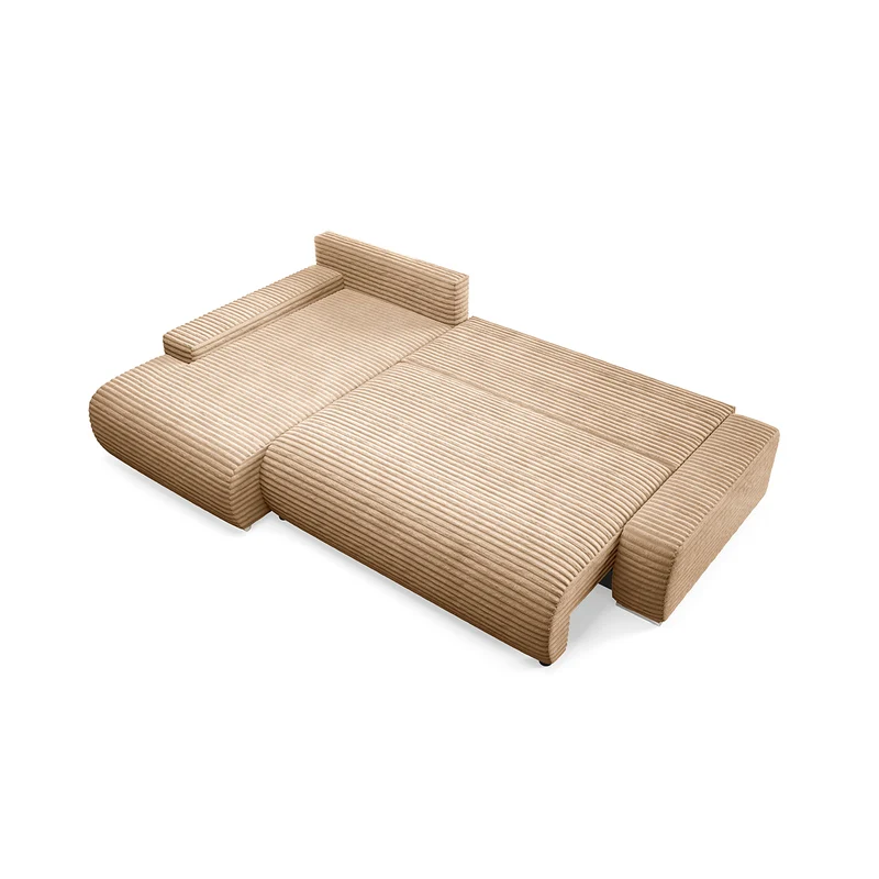 Canapé d'angle gauche convertible 3 places avec coffre Ivana Beige