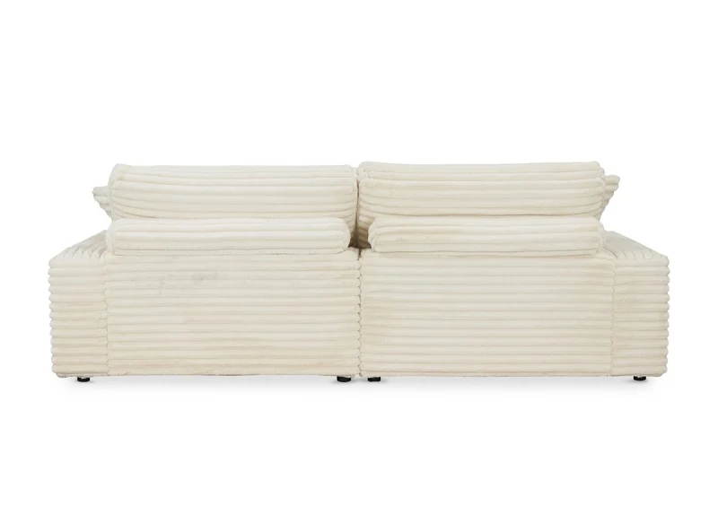 Canapé droit méridienne 2 places en gros côtelé doux beige DAHO