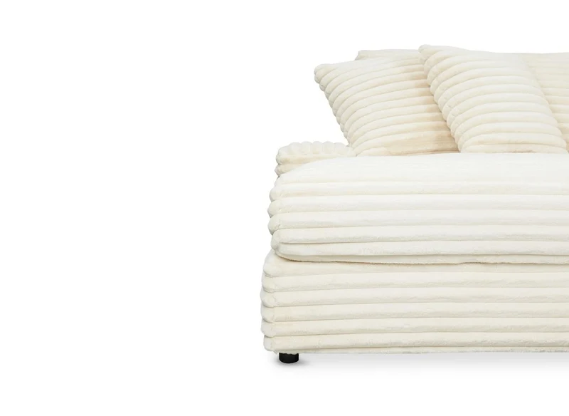 Canapé droit méridienne 2 places en gros côtelé doux beige DAHO