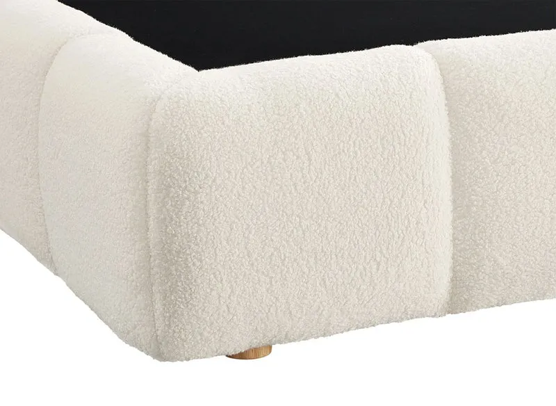 Lit coffre en tissu bouclette écru 160x200 cm GEORGINA