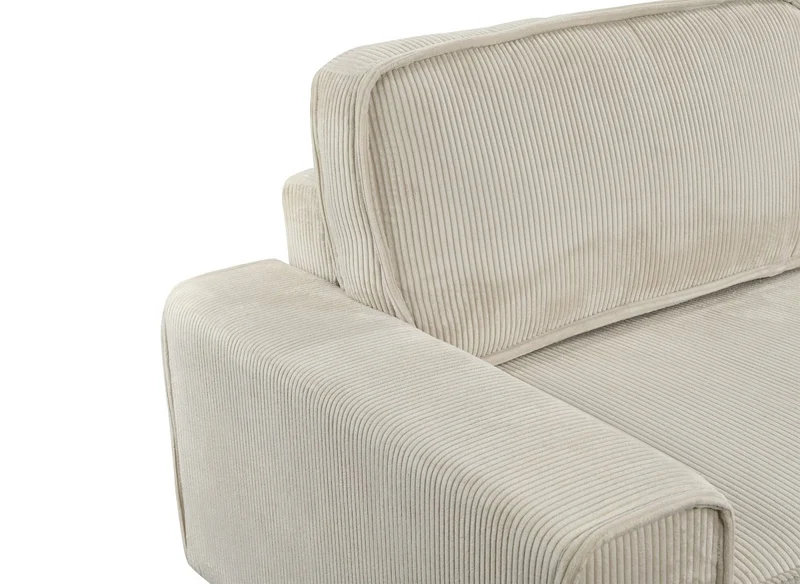 Canapé convertible 3 places avec coffre en velours côtelé épais beige DONA