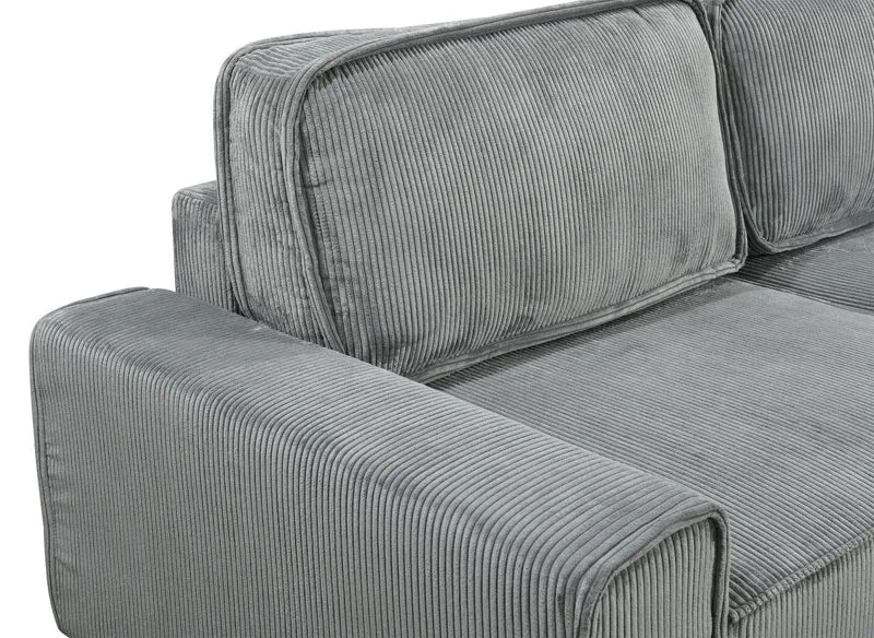 Canapé convertible 3 places avec coffre en velours côtelé épais gris DONA