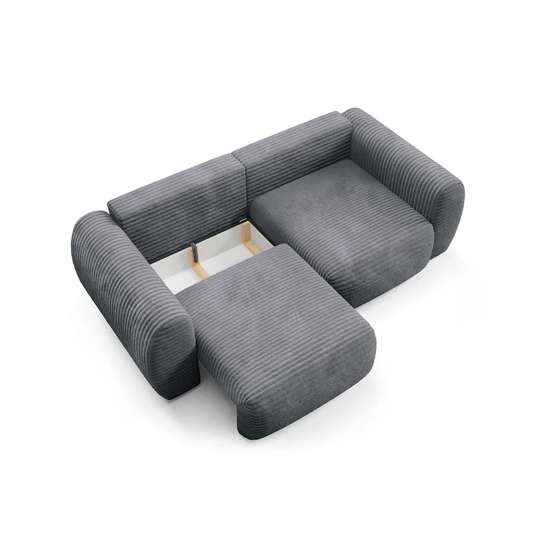 Canapé convertible 3 places avec coffre Camilla Gris foncé