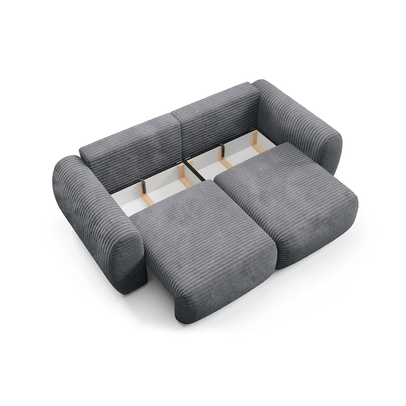 Canapé convertible 3 places avec coffre Camilla Gris foncé