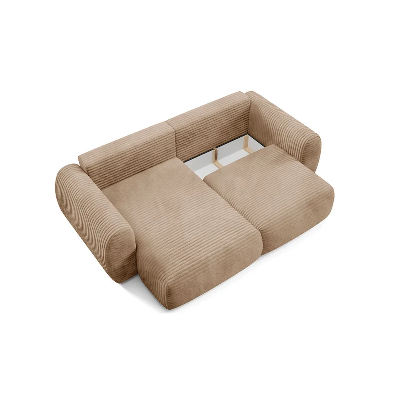 Canapé d'angle réversible et convertible 3 places avec coffre Camilla Beige