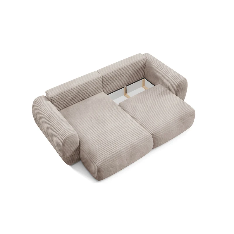 Canapé d'angle réversible et convertible 3 places avec coffre Camilla Taupe