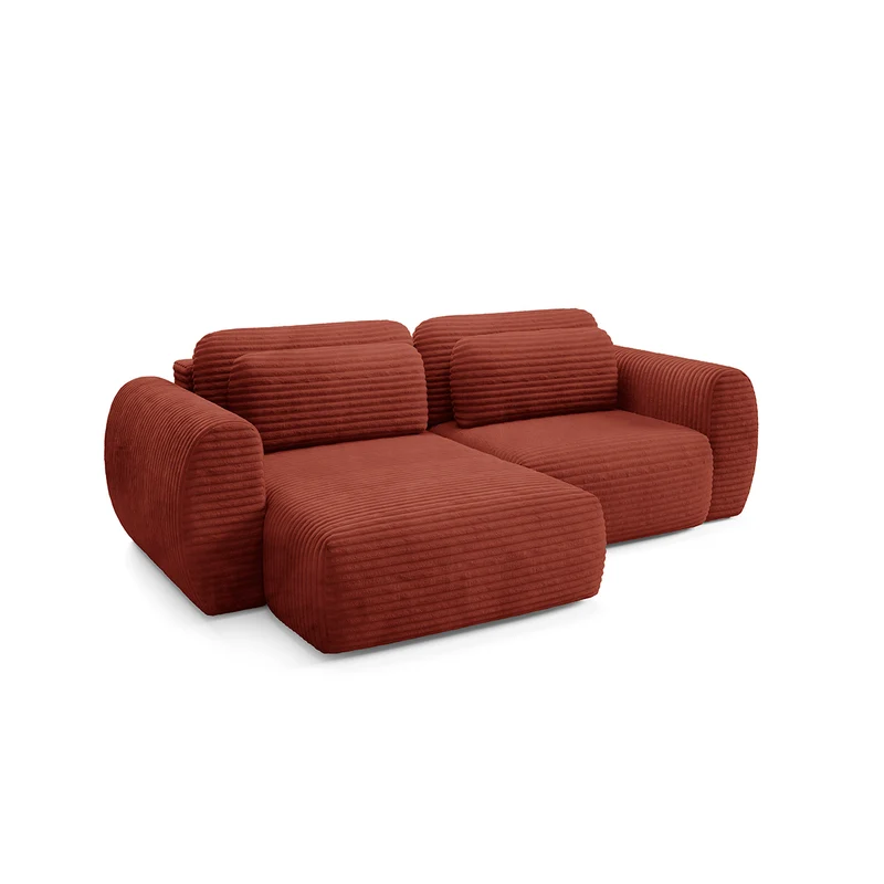 Canapé d'angle réversible et convertible 3 places avec coffre Camilla Terracotta