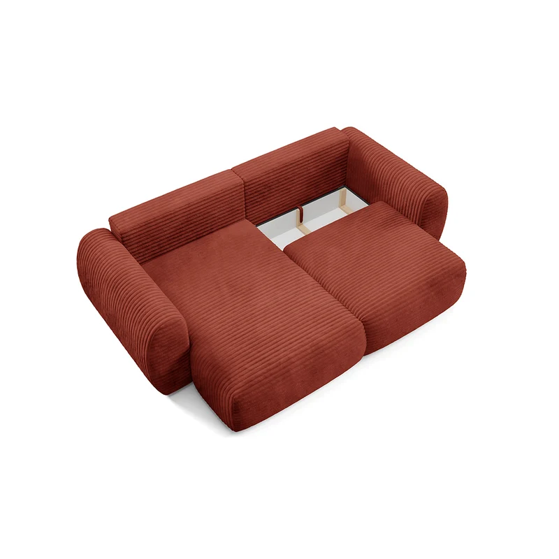 Canapé d'angle réversible et convertible 3 places avec coffre Camilla Terracotta