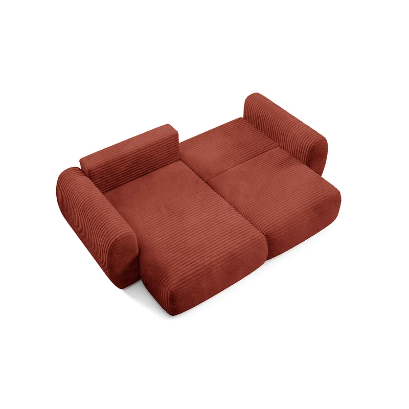 Canapé d'angle réversible et convertible 3 places avec coffre Camilla Terracotta
