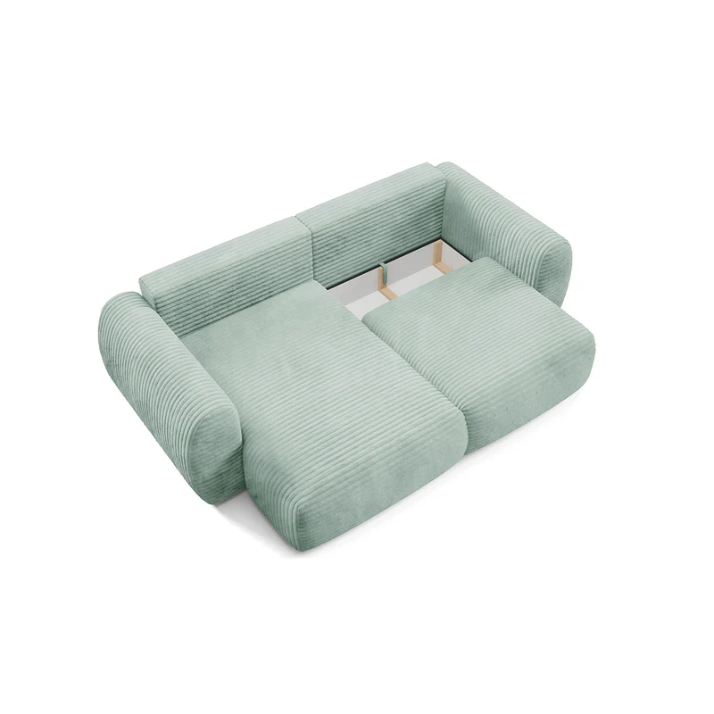 Canapé d'angle réversible et convertible 3 places avec coffre Camilla Vert d'eau