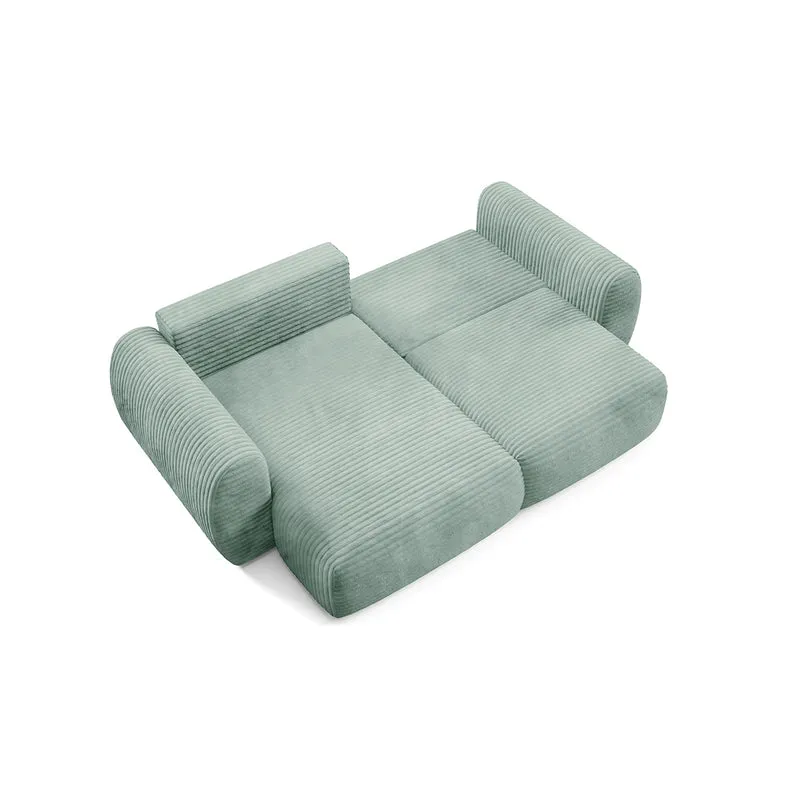 Canapé d'angle réversible et convertible 3 places avec coffre Camilla Vert d'eau