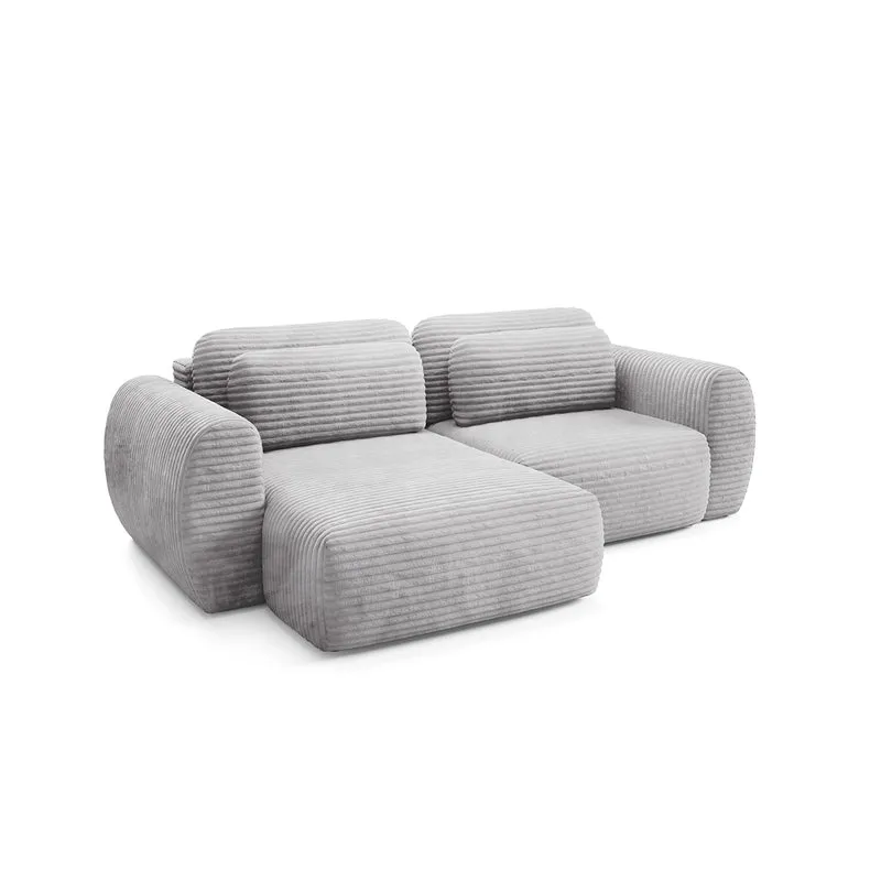 Canapé d'angle réversible et convertible 3 places avec coffre Camilla Gris clair