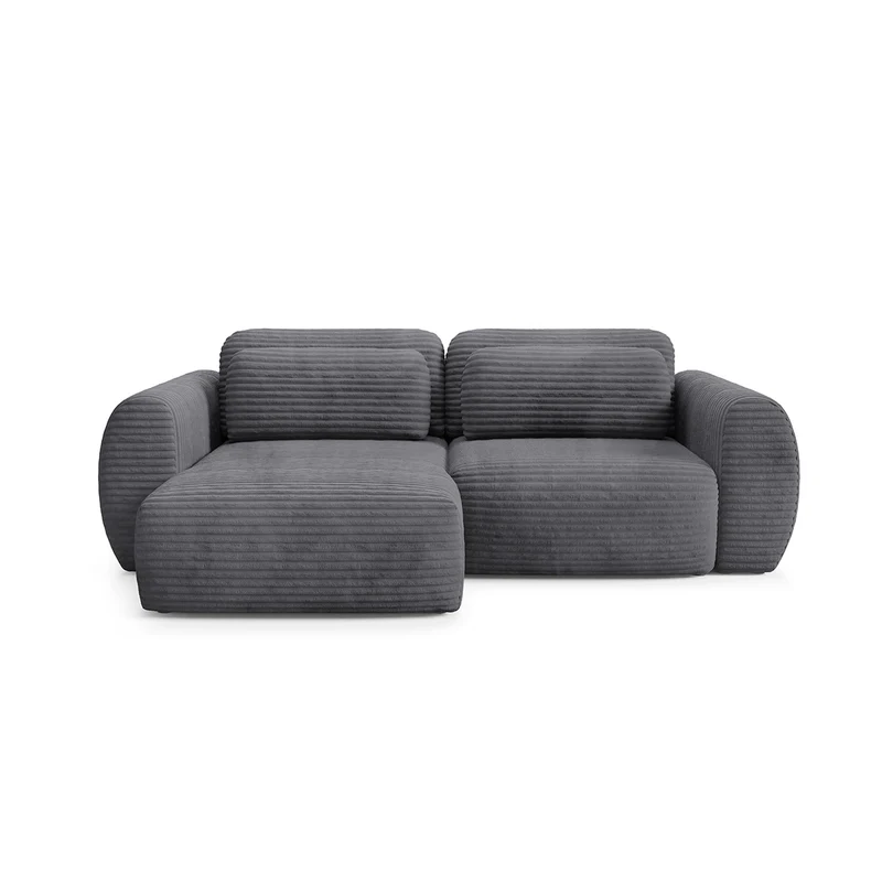 Canapé d'angle réversible et convertible 3 places avec coffre Camilla Gris foncé