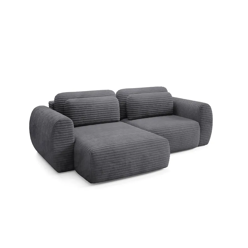 Canapé d'angle réversible et convertible 3 places avec coffre Camilla Gris foncé