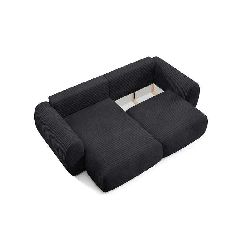 Canapé d'angle réversible et convertible 3 places avec coffre Camilla Noir