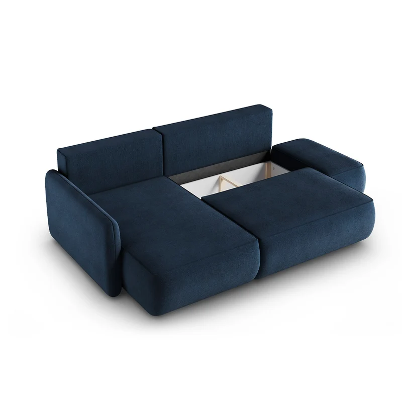 Canapé d'angle réversible et convertible 3 places avec coffre Alessio Bleu foncé
