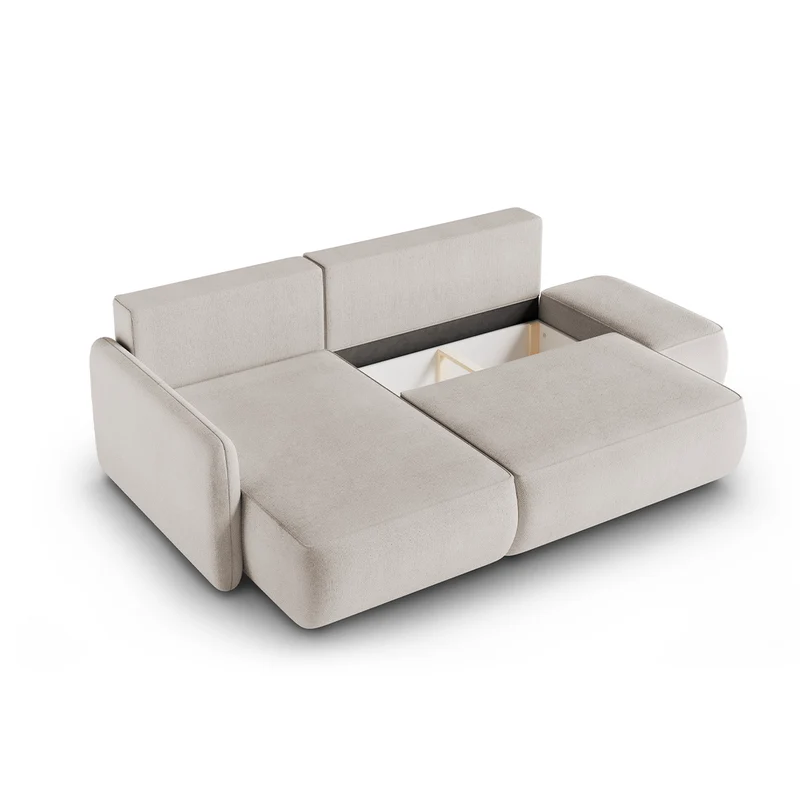 Canapé d'angle réversible et convertible 3 places avec coffre Alessio Gris clair