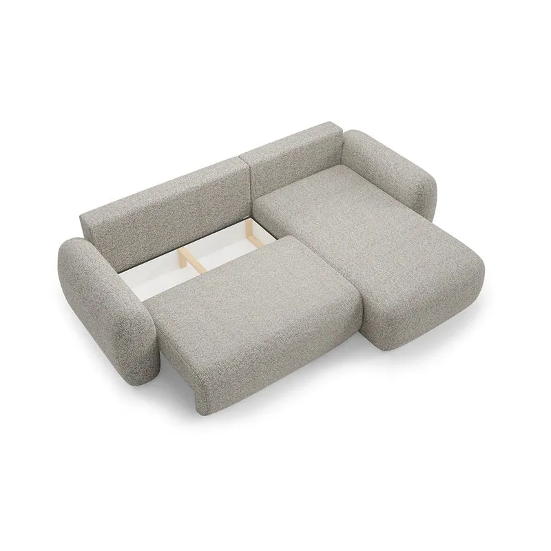 Canapé d'angle réversible et convertible 3 places avec coffre Carmela Gris clair