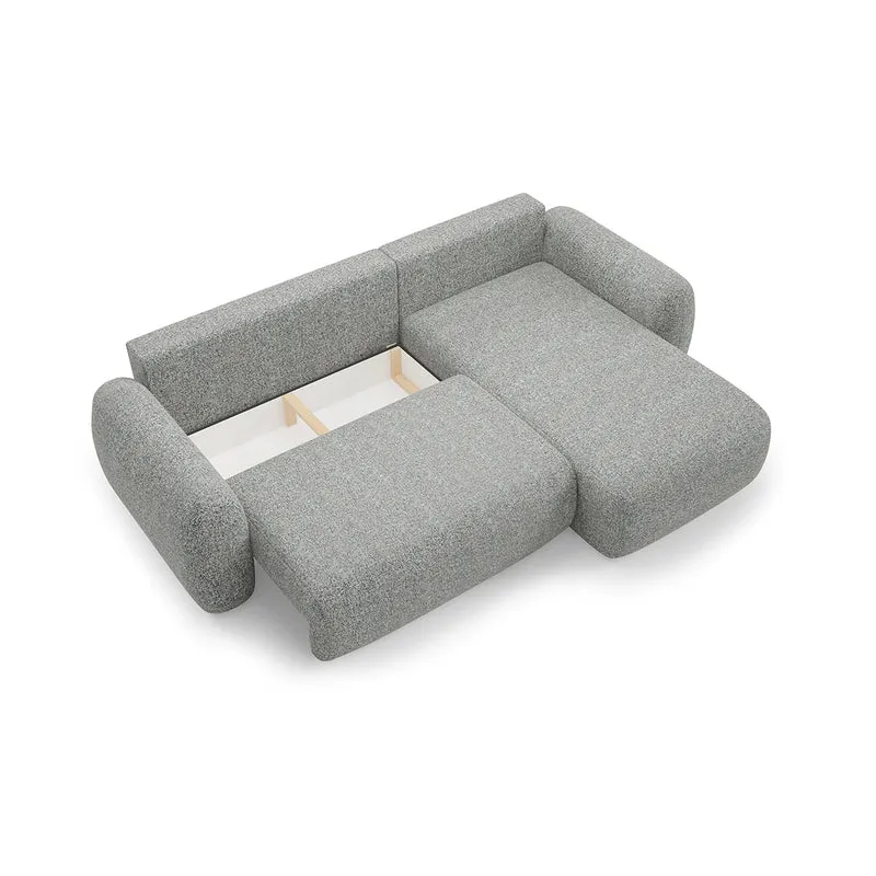 Canapé d'angle réversible et convertible 3 places avec coffre Carmela Gris