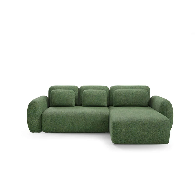 Canapé d'angle réversible et convertible 3 places avec coffre Carmela Vert