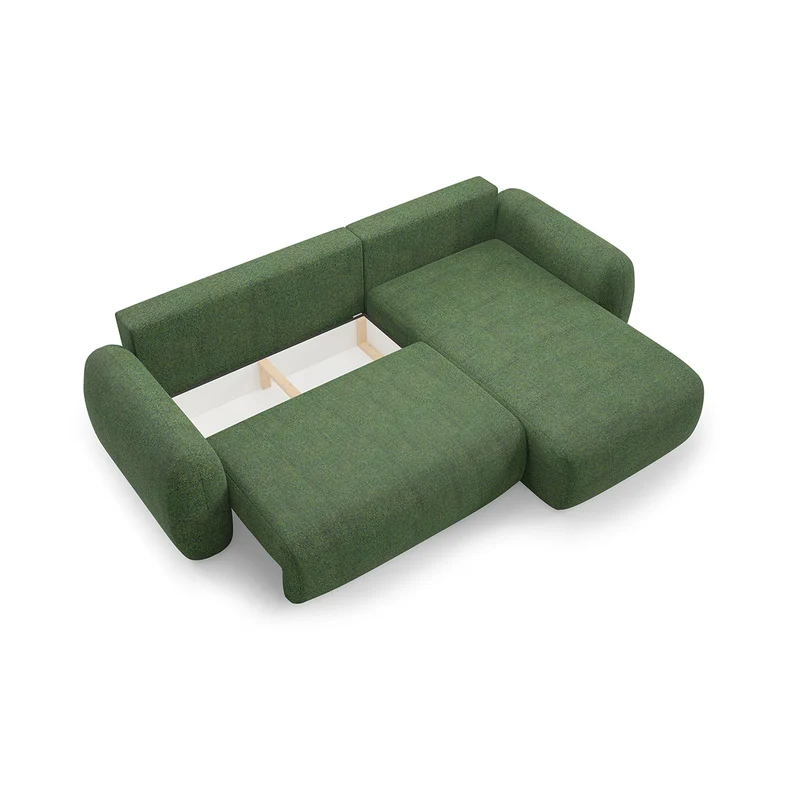 Canapé d'angle réversible et convertible 3 places avec coffre Carmela Vert