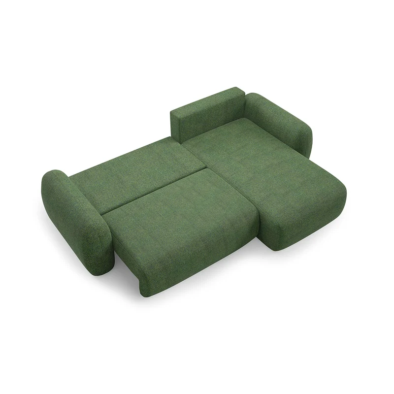 Canapé d'angle réversible et convertible 3 places avec coffre Carmela Vert
