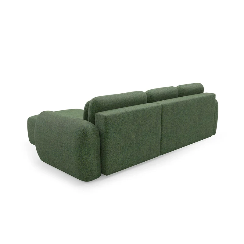 Canapé d'angle réversible et convertible 3 places avec coffre Carmela Vert