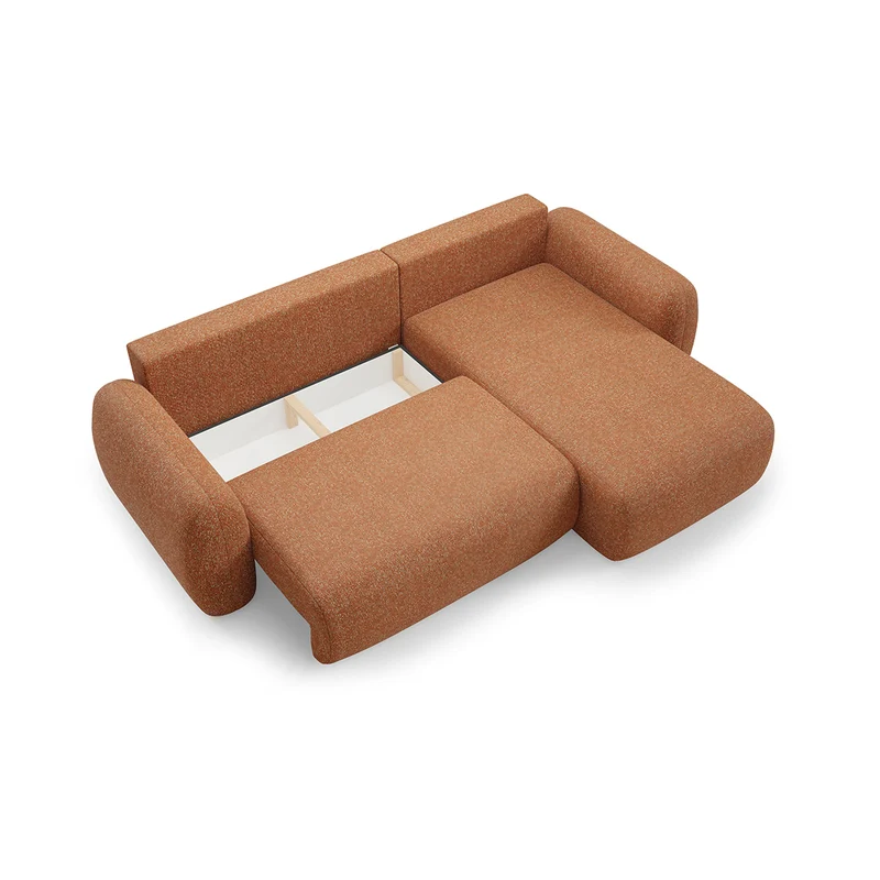 Canapé d'angle réversible et convertible 3 places avec coffre Carmela Orange