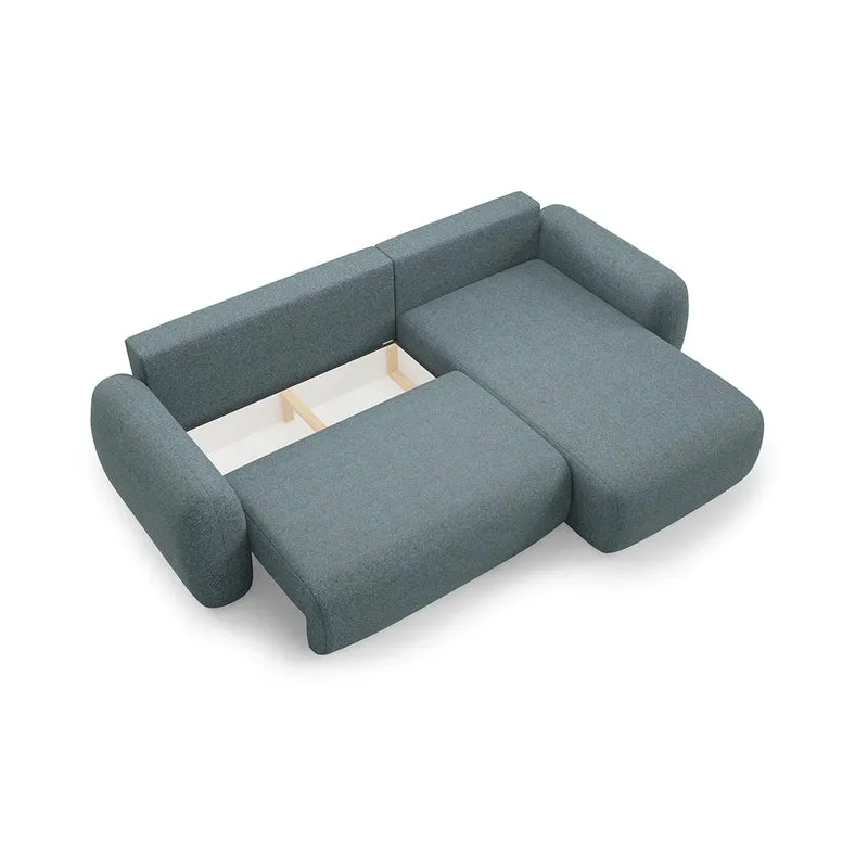 Canapé d'angle réversible et convertible 3 places avec coffre Carmela Bleu