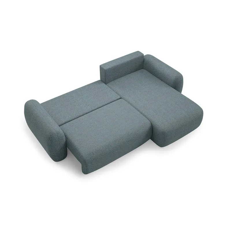 Canapé d'angle réversible et convertible 3 places avec coffre Carmela Bleu