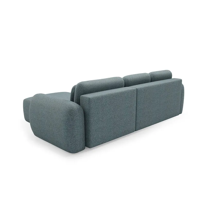 Canapé d'angle réversible et convertible 3 places avec coffre Carmela Bleu
