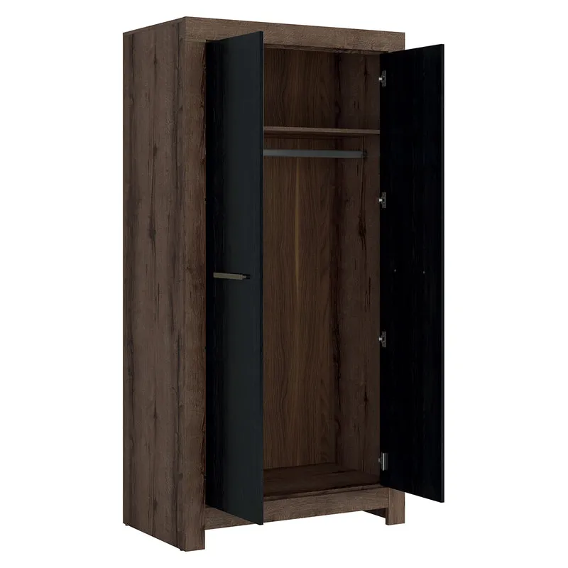 Armoire 2 portes Adam Bois et Noir