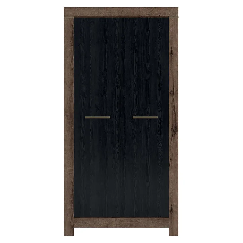 Armoire 2 portes Adam Bois et Noir