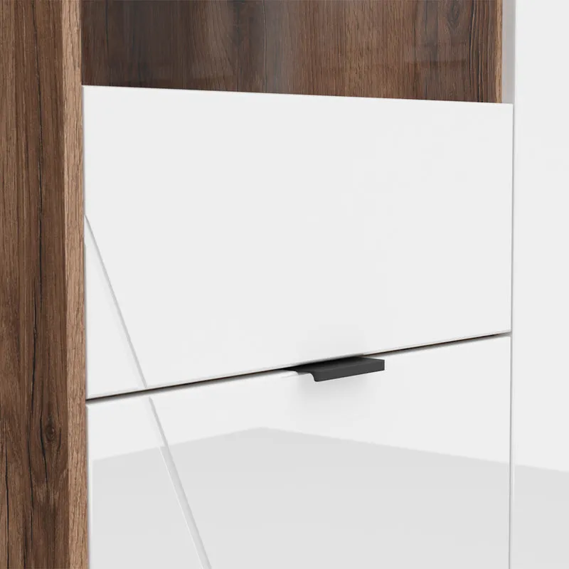 Vitrine 3 portes Sven Blanc et Bois