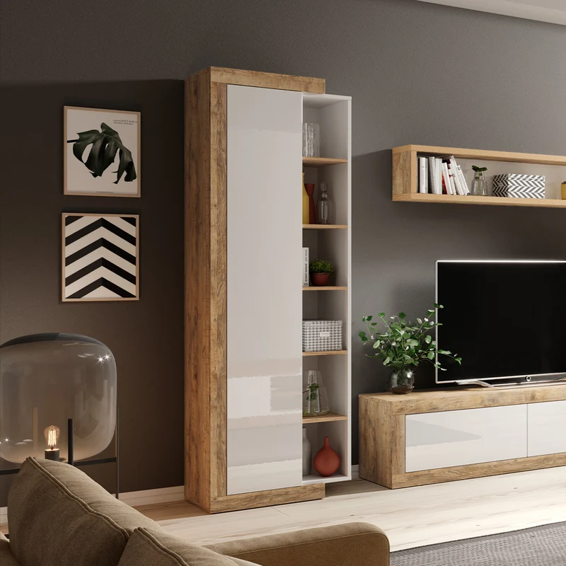 Armoire 1 porte Azior Blanc et Bois